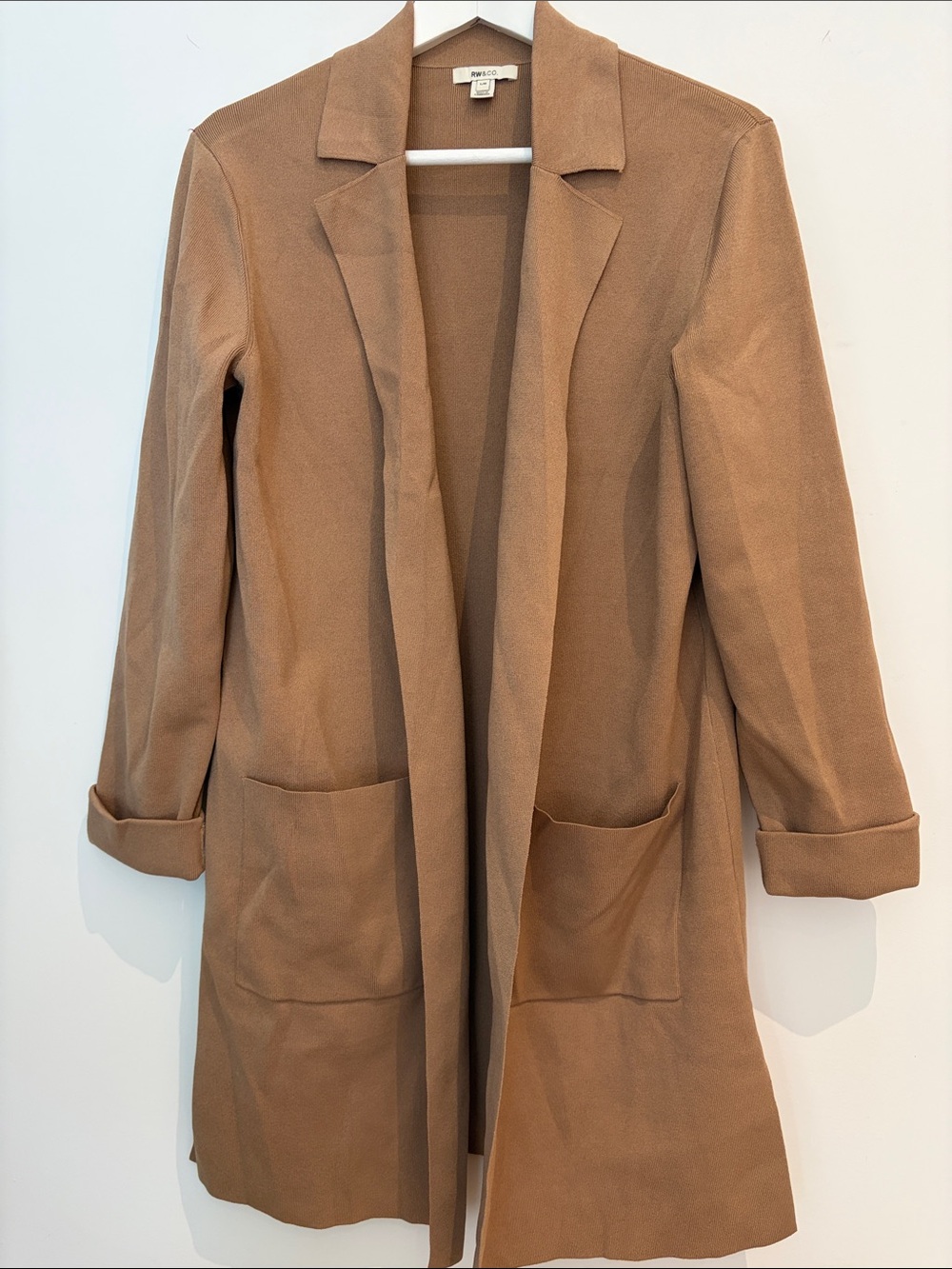 RW&CO. Camel Open-Front Longline Blazer